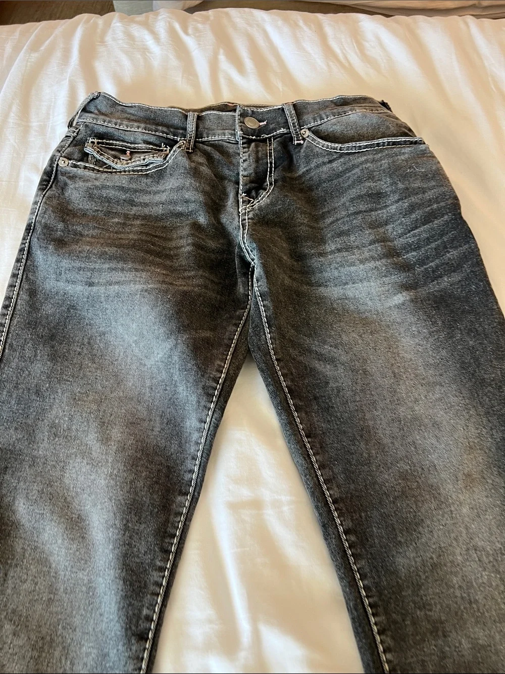 True Religion GENO Gray Washed Back Pocket Jeans